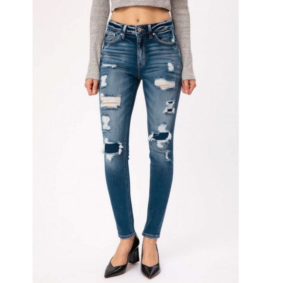 Brand New With Tags! Isla Patchwork High-Rise Super Skinny Jeans Size 25 - Picture 1 of 2